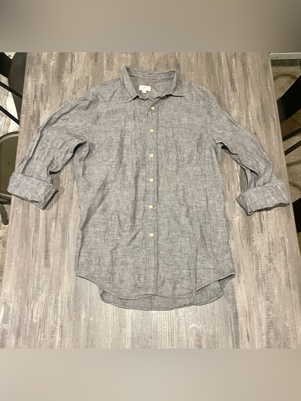 Club Monaco Heather Gray /Blue Linen Button-Down Shirt